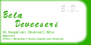 bela devecseri business card